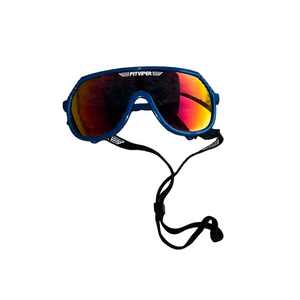Pit Viper Blue Frame Sunglasses with Red Mirrored Lenses